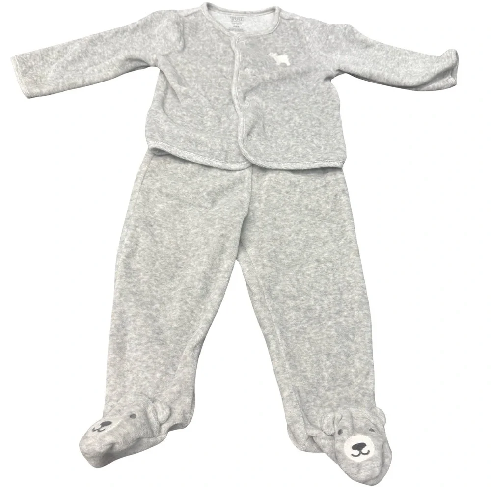 Carters Gray Baby Pajama Set Size 9M Cozy Soft Sleepwear Infant Outfit